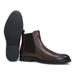 We display the sole of the Brown Daniele Chelsea Boot with anti-slip grip and durable build