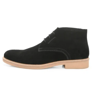 Outer side of Stefano Black Suede Chukka Boot with TPR honey sole