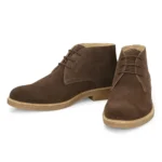 Front view of Stefano Brown Suede Chukka Boot with 3-eyelet lace-up and honey sole