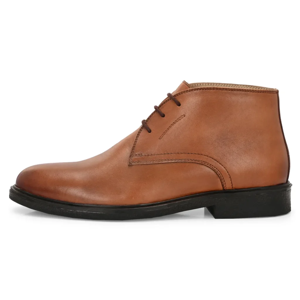 Outer Side View of Tan Stefano Chukka Boot – Full-Grain Leather