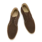 Top view of Stefano Brown Suede Chukka Boot with minimal stitching