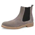 3/4th front view of Daniele Grey Suede Chelsea Boot showing front profile