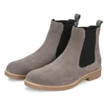 3/4th front view of Daniele Grey Suede Chelsea Boot showing front profile pair