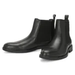 Front View of Black Daniele Chelsea Boot – Sleek Full-Grain Leather