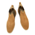 Top-down view of Daniele Camel Suede Chelsea Boot highlighting profile