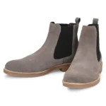 Front view of Daniele Grey Suede Chelsea Boot showing toe shape