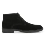 Inner side of Stefano Black Suede Chukka Boot showing side gusset