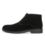 Outer side of Stefano Black Suede chukka Boot with clean suede finish