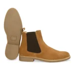 Sole view of Daniele Camel Suede Chelsea Boot showing grip and TPR design