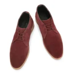 Top view of Stefano Wine Suede Chukka Boot with wine suede texture