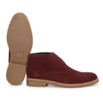 Sole view of Stefano Wine Suede Chukka Boot with honey-colored TPR sole