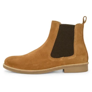 Outer side of Daniele Camel Suede Chelsea Boot with side profile