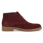 Inner side of Stefano Wine Suede Chukka Boot with clean silhouette