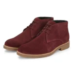 3/4th front view of Stefano Wine Suede Chukka Boot with stylish profile pair