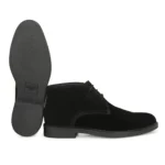 Sole view of Stefano Black Suede chukka Boot showing TPR sole tread