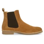 Inner side of Daniele Camel Suede Chelsea Boot with gusset detail
