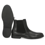 Sole View of Black Daniele Chelsea Boot – Anti-Slip Grip Sole