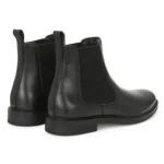 Black Daniele Chelsea Boot 3/4 Rear View – Lycra Lined with Pull Tab