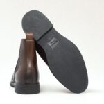 Outsole of Brown Vittorio Wingtip Chelsea Boots by Devogue Paris showing durable, handmade rubber sole with anti-slip grip