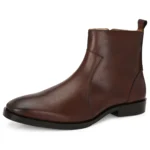 Brown Rodrigo Zip-Up Boot 3/4 Front View – Devogue Paris