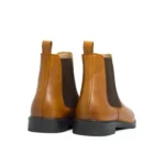 Back view of Devogue Paris Daniele Tan Chelsea Boots showing padded heel and premium stitching