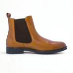 Inner Side view of Devogue Paris Daniele Tan Chelsea Boots in premium full-grain leather with classic rubber sole