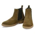 Daniele Olive Suede Chelsea Boot front view
