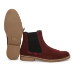Sole view of Daniele Suede Wine Chelsea Boot showing TPR sole pattern