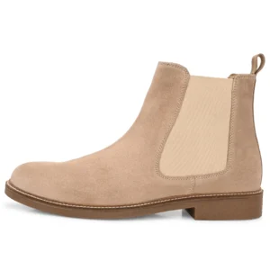 Outer profile of beige suede Chelsea boots for men – Devogue Paris