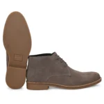 Sole view of Stefano Grey Suede Chukka Boot with black textured TPR sole