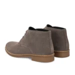 3/4th rear view of Stefano Grey Suede Chukka Boot with clean suede detail