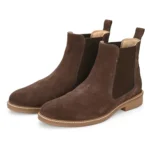 Daniele Brown Suede Chelsea Boot 3/4th front angle - rugged brown suede Chelsea boots pair