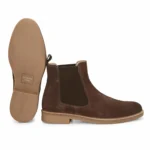 Daniele Brown Suede Chelsea Boot sole view – rugged durable sole of premium suede Chelsea boots for men