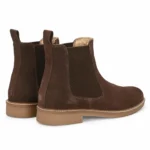 Daniele Brown Suede Chelsea Boot 3/4th back angle - durable and stylish suede boots for men