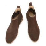 Daniele Brown Suede Chelsea Boot top view - stylish chunky suede boots for men