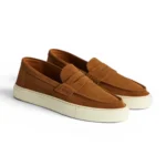 Devogue Paris Camel Suede Loafer Sneakers Refrence image